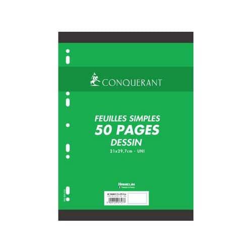 CONQUERANT Feuilles Simples A4 50 Pages Unies Sous Film Blanches thumbnail image 1