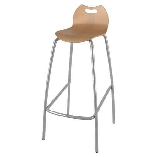 Tabouret 4 pieds hauteur 80 cm coque Bandana bois naturel - gris 9006 thumbnail image 1