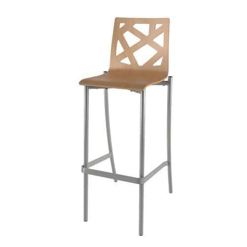 Tabouret Best 4 pieds ht 80 cm coque Mozaik bois naturel ou teinté thumbnail image 1