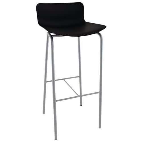 Tabouret haut Popp coque noire - piètement gris thumbnail image 1