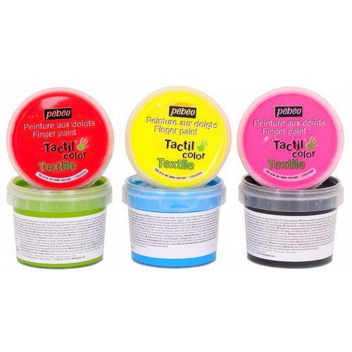 Ensemble 6 pots 100 ml gouache aux doigts textile Pebeo couleurs classiques thumbnail image 1