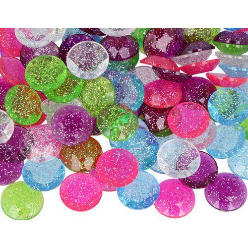 Pochette de 120 cabochons plastique pailletés à coller Ø 18 mm thumbnail image 1