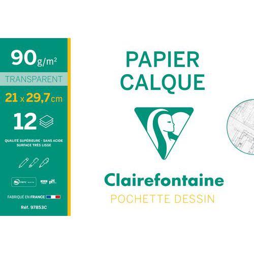 Pochette 12 feuilles papier calque 21x29,7 90g - Clairefontaine fullname image