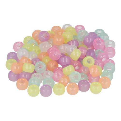 Sachet 1000 perles plastique gros trou Ø9mm phosphorescent - Innspiro fullname image