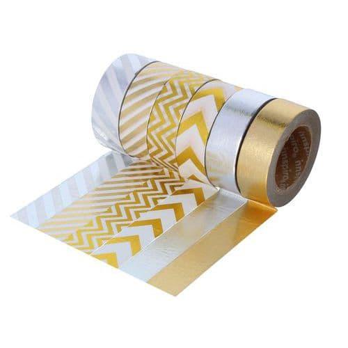 Lot 6 rouleaux masking tape doré/argenté 15 mm x 10 m thumbnail image 1