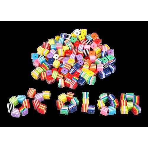 Sachet 200 perles multicolores carrées 10 mm fullname image