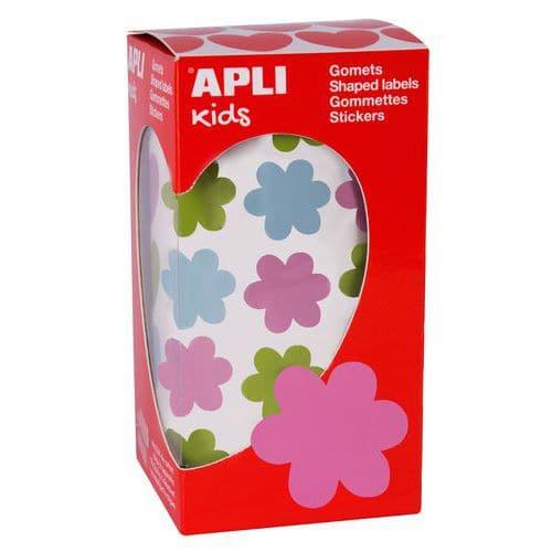 Rouleau 900 gommettes fleur 20mm multicolores - Apli fullname image