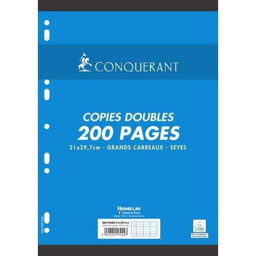 Paquet 50 copies doubles 90g A4 seyes perforées - Conquerant fullname image