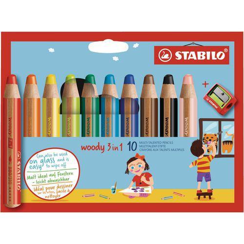 Etui carton 10 crayons woody + 1 taille-crayon gros module - Stabilo fullname image