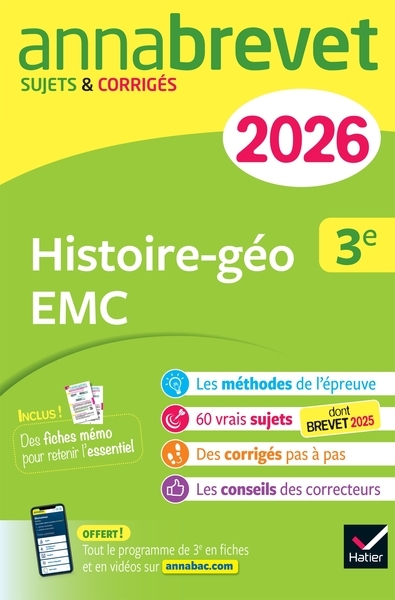 Annales du brevet 2026 - annabrevet histoire-géographie emc 3e - nouveau brevet - Image principale