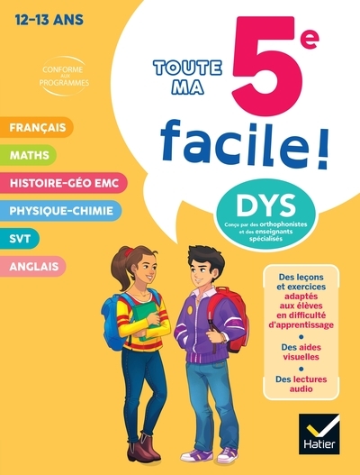 Ma 5e facile ! tout-en-un adapté aux enfants dyslexiques (dys) ou en difficulté d'apprentissage - Image principale