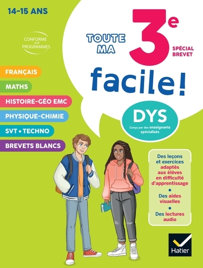 Ma 3e facile spécial brevet ! tout-en-un adapté aux enfants dyslexiques (dys) - Image principale