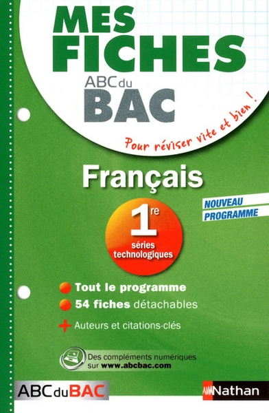 Mes fiches abc du bac français 1re séries technologiques - Image principale