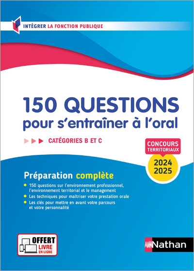 150 questions pour s'entrainer à l'oral 2024-2025 - concours catégorie b et c - Image principale