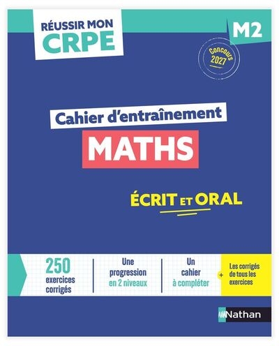 Réussir mon crpe - maths m2 cahier d'entrainement 2027-2028 - Image principale