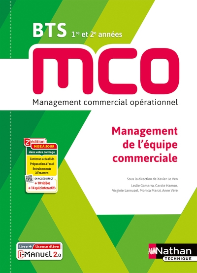 Management de l'équipe commerciale - bts 1 et 2 mco - livre + licence élève - 2023 - Image principale