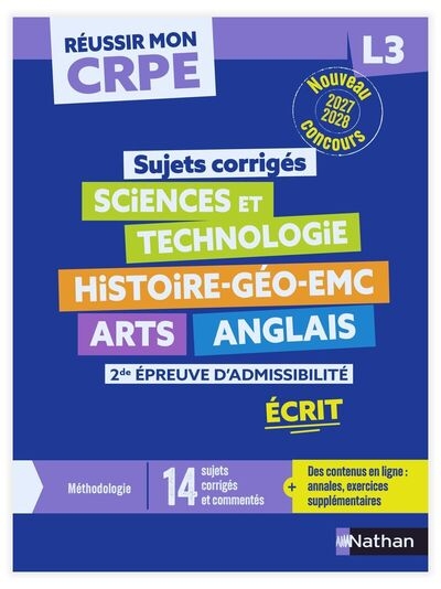 Réussir mon crpe - 2e épreuve d'admissibilité l3 écrit annales 2027 - Image principale