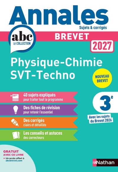 Annales brevet physique chimie - svt - techno 2027 - corrigé - Image principale