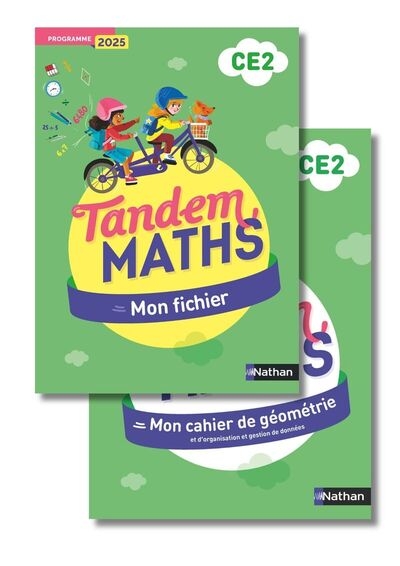 Tandem - maths ce2 - fichier de l'élève + cahier de géométrie - programme 2025 - Image principale