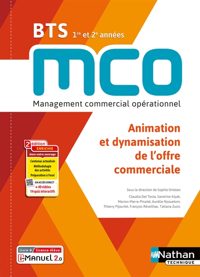 Animation et dynamisation de l'offre commerciale - bts 1 et 2 mco - livre + licence élève - 2023 - Image principale