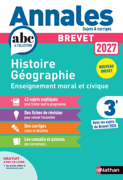 Annales brevet histoire géographie enseignement moral et civique 2027- corrigé - Image principale