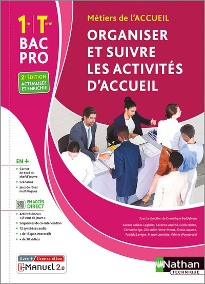 Organiser et suivre les activités d'accueil 1re/term bac pro - livre + licence élève - 2023 - Image principale