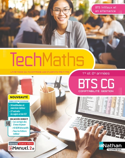Techmaths - maths bts cg 1ère et 2ème années - 2024 - manuel - élève - + imanuel - Image principale