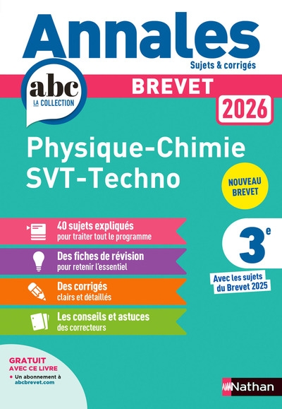 Annales brevet physique chimie - svt - techno 2026 - corrigé - Image principale