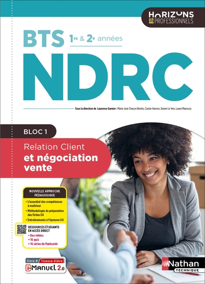 Relation client et négociation vente - bts ndrc 1re et 2e années - éd. 2025 - livre + licence - Image principale