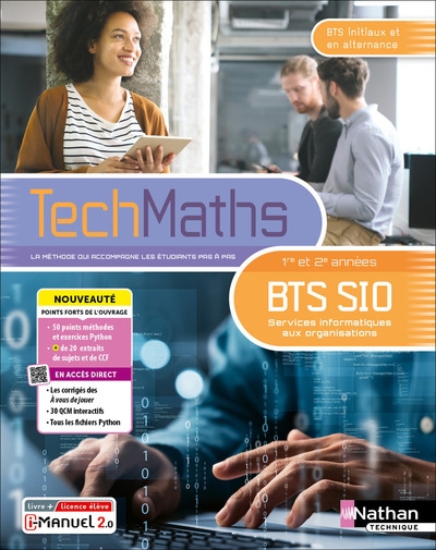 Mathématiques - bts sio 1ère et 2ème années - coll. techmaths - éd. 2025 - livre + licence - Image principale