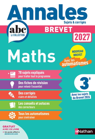 Annales brevet 2027 maths - sujets & corrigés - Image principale