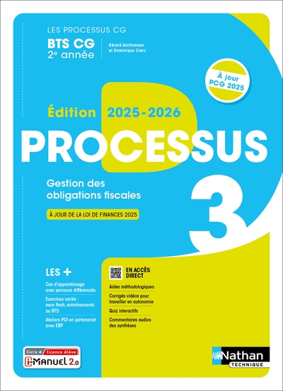 Processus 3 - gestion des obligations fiscales - bts cg 2e année - coll. les processus bts cg - éd. 2025 - livre + licence - Image principale