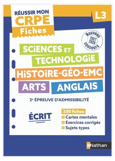 Réussir mon crpe - 2e épreuve d'admissibilité l3 écrit fiches 2027 - Image principale