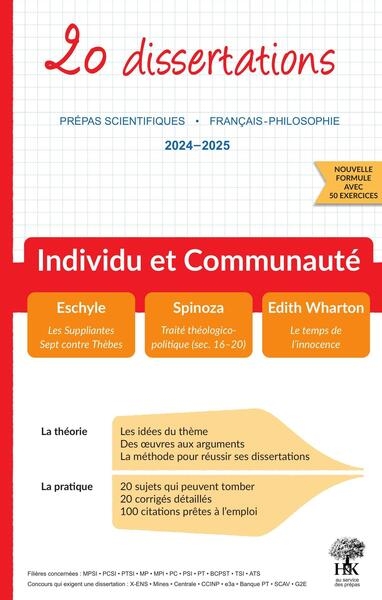 20 dissertations - prépas scientifiques - français-philosophie 2024-2025 « individu et communauté » - Image principale