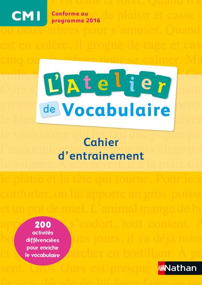 L'atelier de vocabulaire - cahier exercices - cm1 - Image principale
