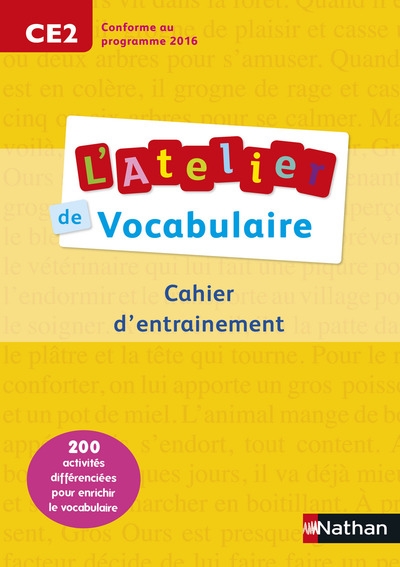 L'atelier de vocabulaire - cahier exercices - ce2 - Image principale