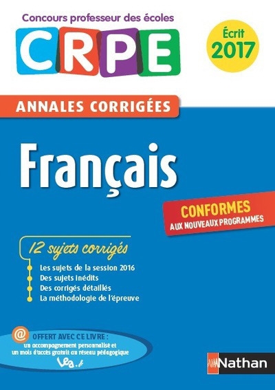 Français - annales corrigées crpe ecrit 2016 - Image principale