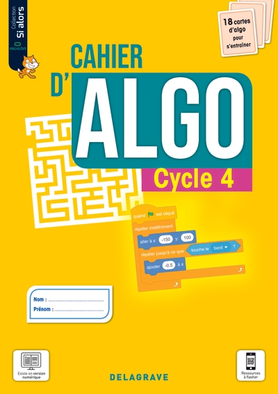 Cahier d'algo cycle 4 (2021) - cahier élève - Image principale