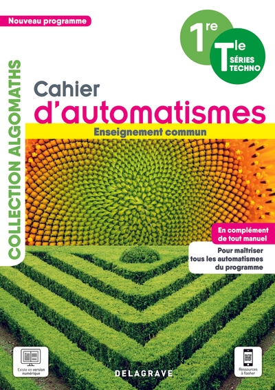 Cahier d'automatismes maths 1re, tle technologiques enseignement commun (2021) - cahier élève - Image principale