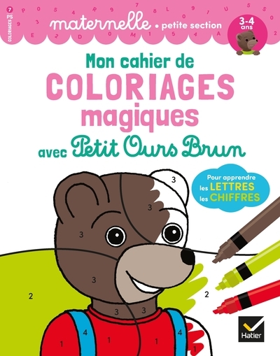 Mon cahier de coloriages magiques avec petit ours brun - ps lettres et chiffres - Image principale