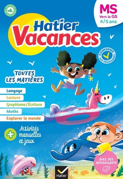 Cahier de vacances 2026 - hatier vacances - de la ms vers la gs 4/5 ans - Image principale