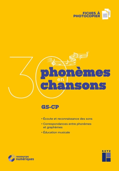30 phonèmes en 30 chansons gs-cp + cd-rom - Image principale