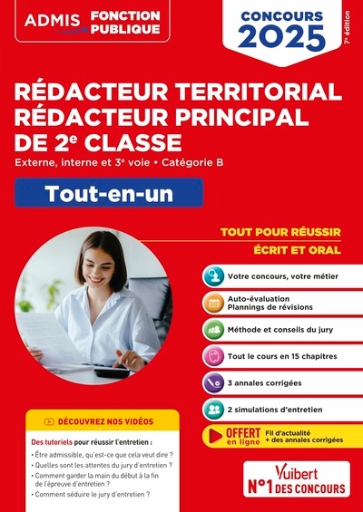 Concours rédacteur territorial et rédacteur principal de 2e classe - catégorie b - tout-en-un - Image principale