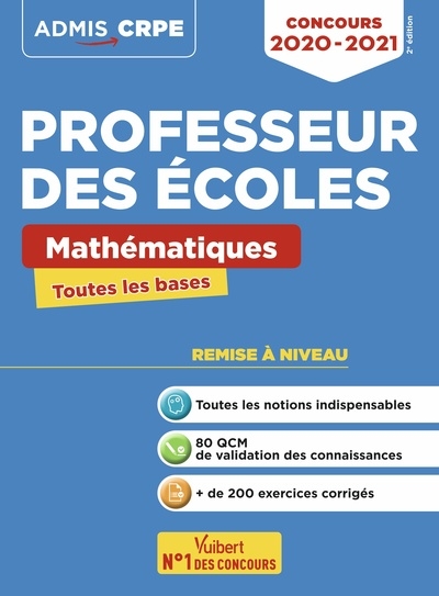 Concours professeur des écoles - crpe - toutes les bases en mathématiques en fiches - Image principale