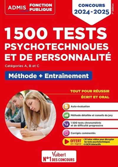 1500 tests psychotechniques et de personnalité - méthode et entraînement intensif - Image principale