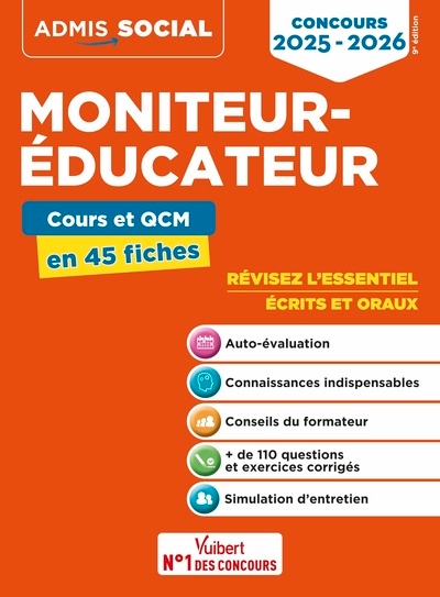Concours moniteur-éducateur - cours et qcm en 45 fiches - Image principale