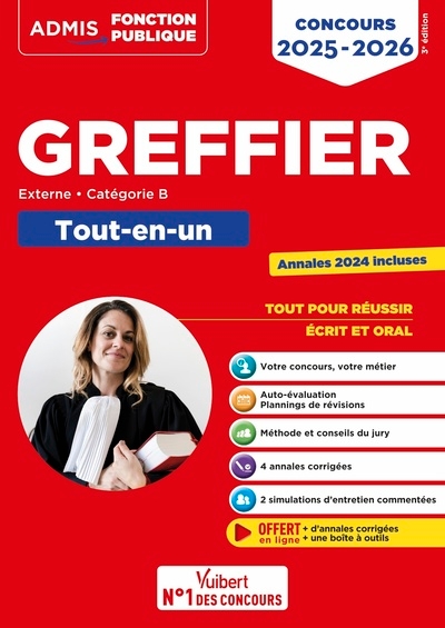 Concours greffier - catégorie b - tout-en-un - annales 2024 offertes - Image principale