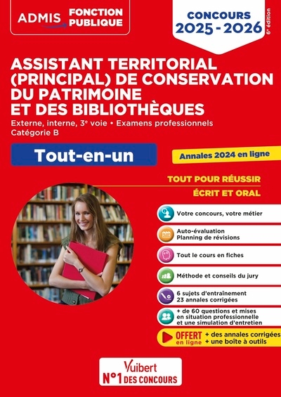 Concours assistant territorial et assistant principal de conservation du patrimoine et des bibliothèques - catégorie b - tout-en-un - Image principale