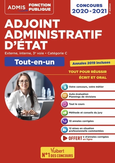 Concours adjoint administratif d'état - catégorie c - tout-en-un - annales 2019 incluses - Image principale