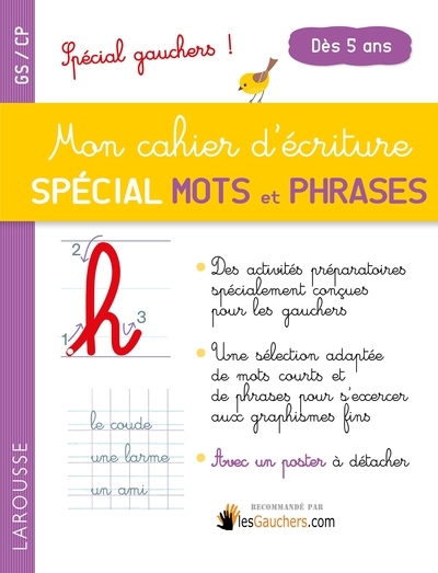 Mon cahier d'écriture sp 1er mots et phrases, spécial gauchers - Image principale
